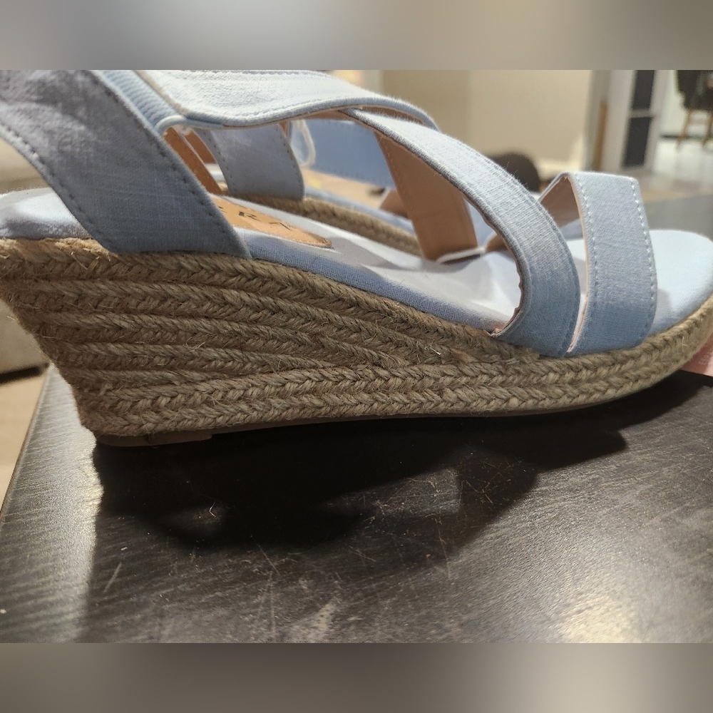 Serra Light Blue Espadrille Wedge Sandals size 10